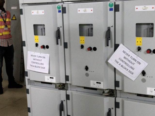 ABB UniGear medium-voltage switchgear panels with protection relays